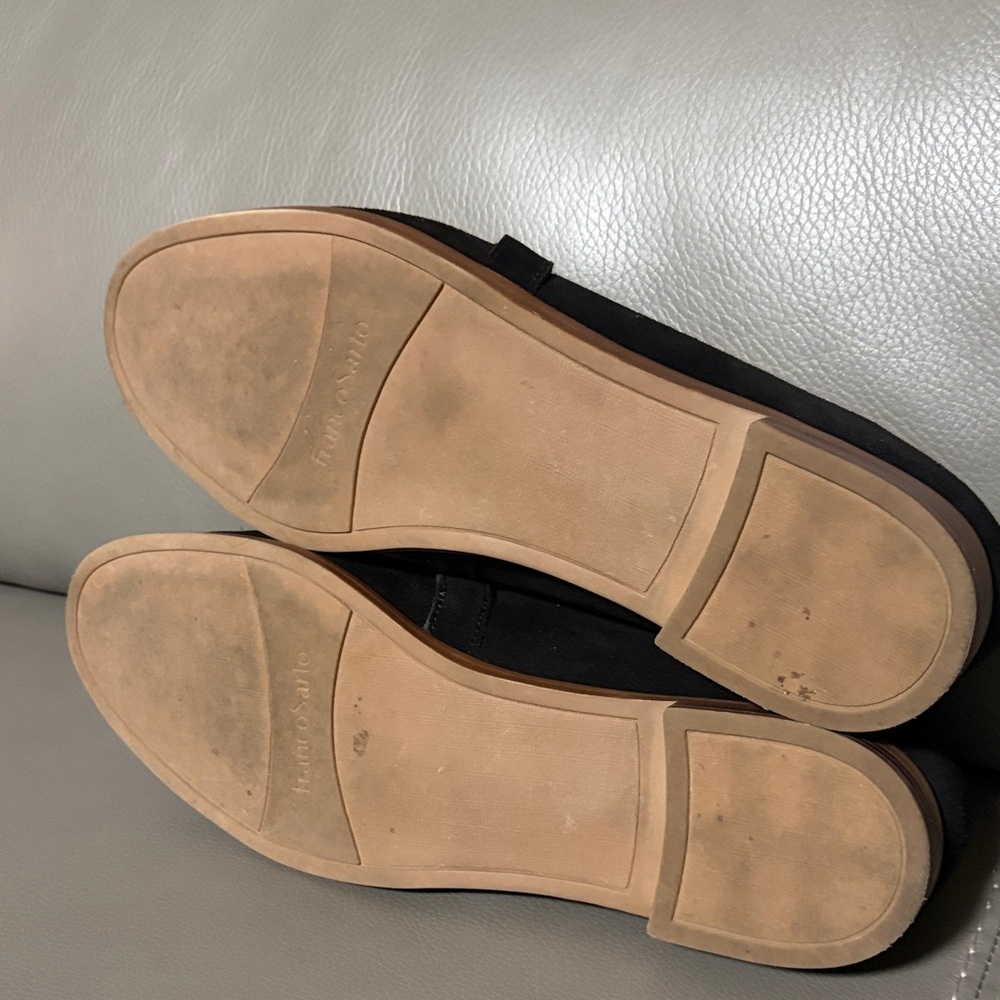 FRANCO SARTO HARLOW BLACK SUEDE BUCKLE LOAFERS SHOES. - Picture 7 of 8